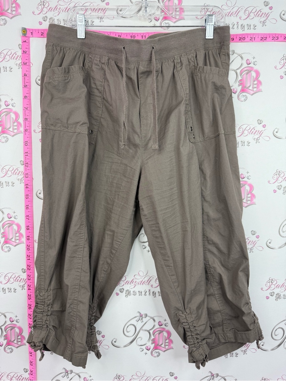 DASH capri pants cargo brown  Drawstring Cargo Capris in Taupe